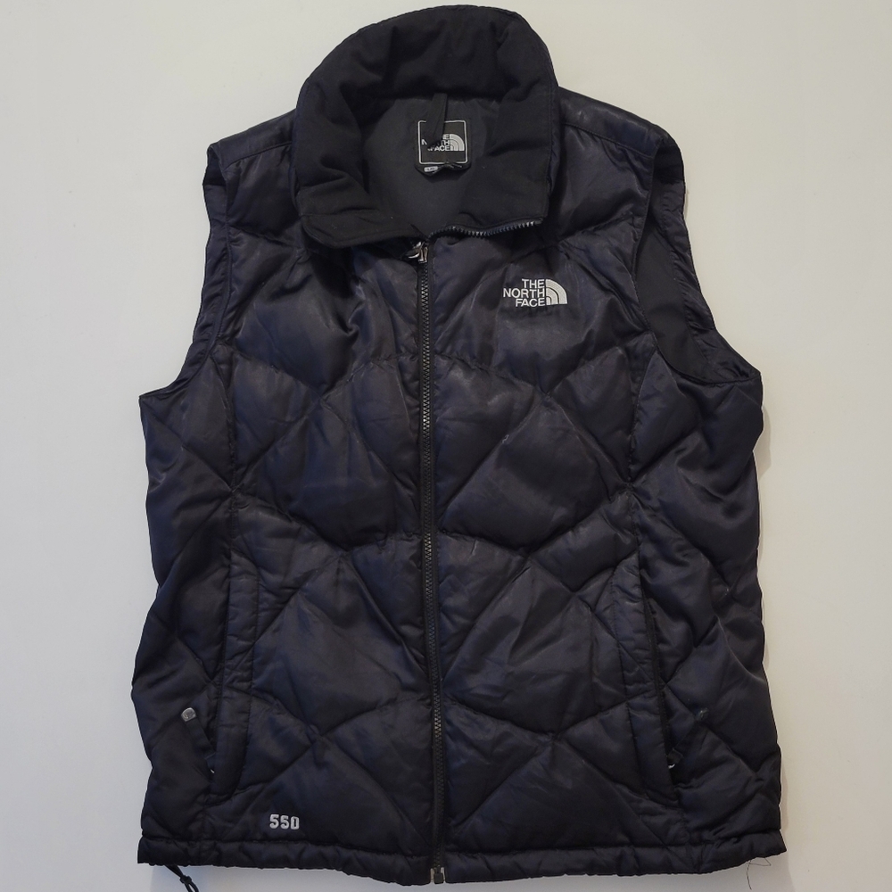 The North Face Women Puffer Vest Full Zip Black Size L Solid 550 Down